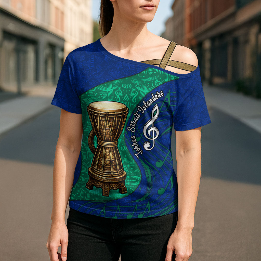 Torres Strait Islanders Fiery Wind Dance Drum Cross Shoulder Shirt Indigenous Australian Tribal Warrior Musical Culture Art