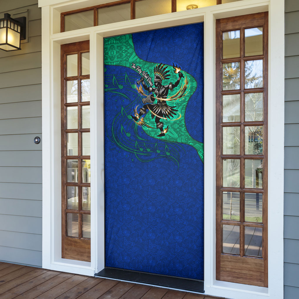 Torres Strait Islanders Fiery Wind Dance Drum Door Cover Indigenous Australian Tribal Warrior Musical Culture Art