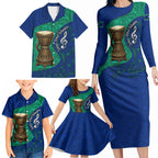 Torres Strait Islanders Fiery Wind Dance Drum Family Matching Long Sleeve Bodycon Dress and Hawaiian Shirt Indigenous Australian Tribal Warrior Musical Culture Art