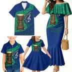 Torres Strait Islanders Fiery Wind Dance Drum Family Matching Mermaid Dress and Hawaiian Shirt Indigenous Australian Tribal Warrior Musical Culture Art