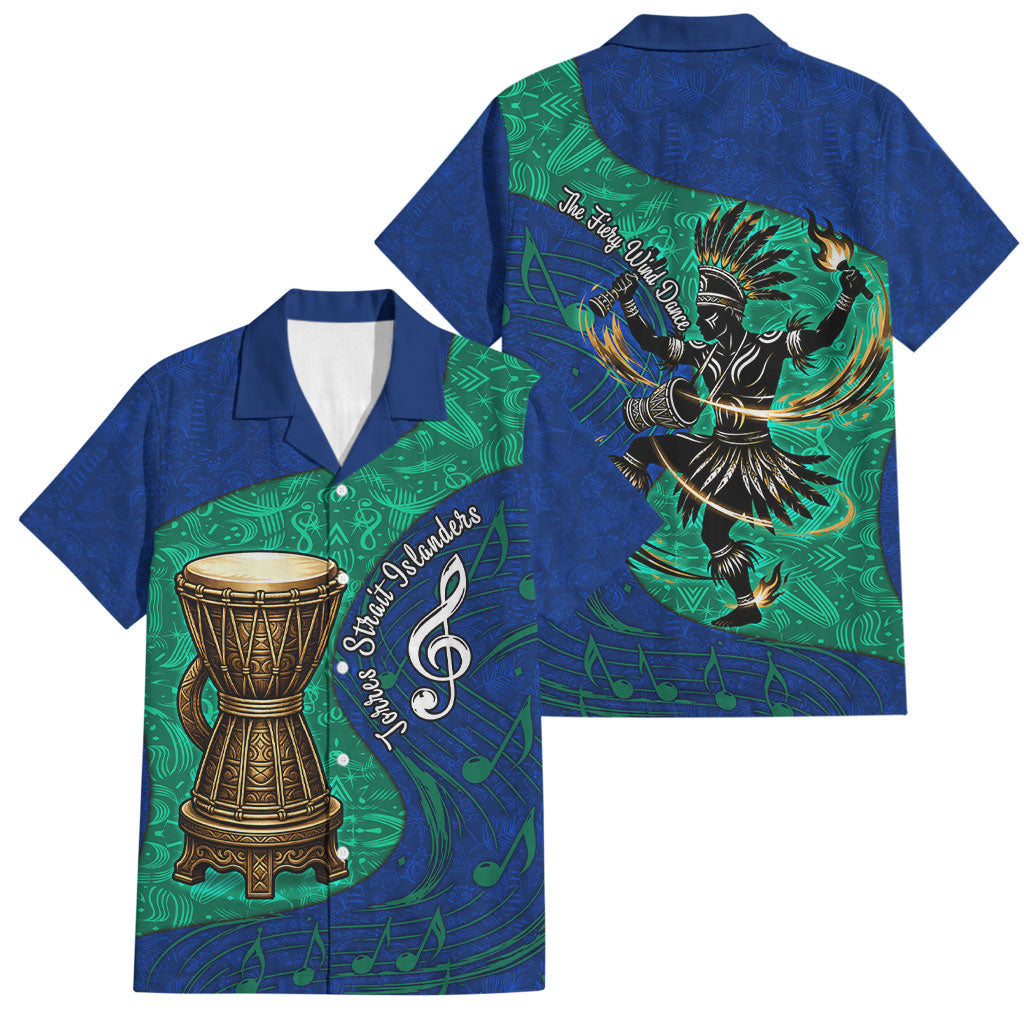 Torres Strait Islanders Fiery Wind Dance Drum Family Matching Off The Shoulder Long Sleeve Dress and Hawaiian Shirt Indigenous Australian Tribal Warrior Musical Culture Art
