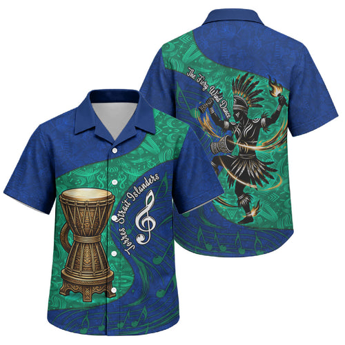 Torres Strait Islanders Fiery Wind Dance Drum Family Matching Off The Shoulder Long Sleeve Dress and Hawaiian Shirt Indigenous Australian Tribal Warrior Musical Culture Art
