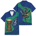 Torres Strait Islanders Fiery Wind Dance Drum Family Matching Off Shoulder Maxi Dress and Hawaiian Shirt Indigenous Australian Tribal Warrior Musical Culture Art