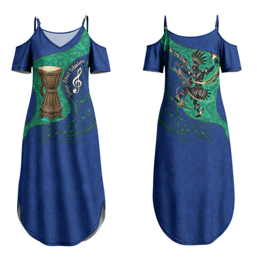 Torres Strait Islanders Fiery Wind Dance Drum Family Matching Summer Maxi Dress and Hawaiian Shirt Indigenous Australian Tribal Warrior Musical Culture Art