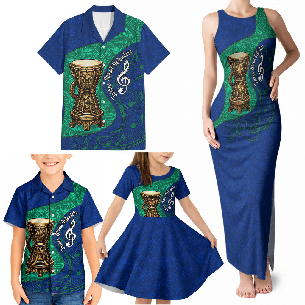 Torres Strait Islanders Fiery Wind Dance Drum Family Matching Tank Maxi Dress and Hawaiian Shirt Indigenous Australian Tribal Warrior Musical Culture Art