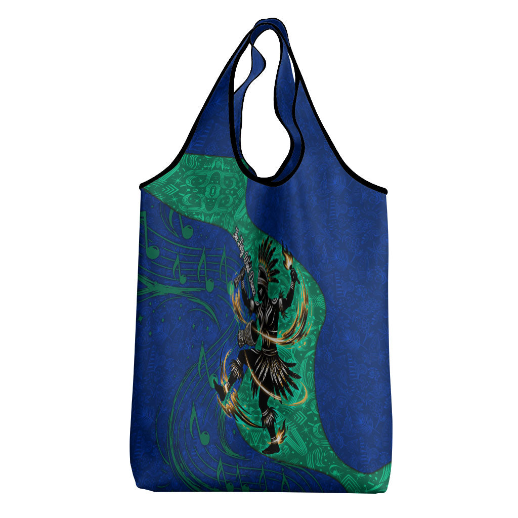 Torres Strait Islanders Fiery Wind Dance Drum Grocery Bag Indigenous Australian Tribal Warrior Musical Culture Art