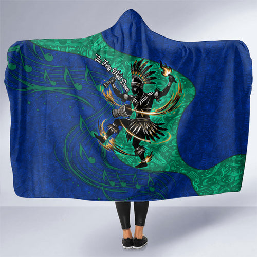 Torres Strait Islanders Fiery Wind Dance Drum Hooded Blanket Indigenous Australian Tribal Warrior Musical Culture Art