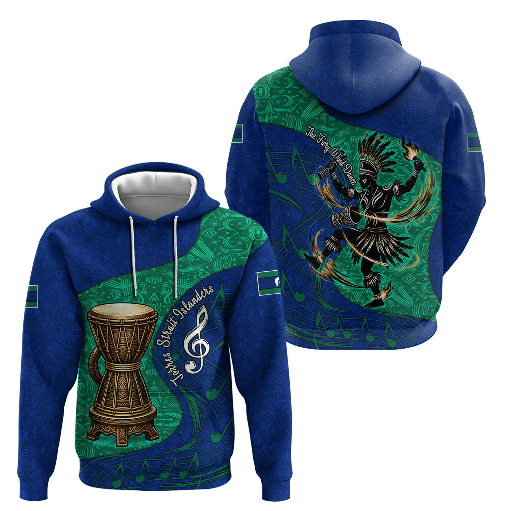 Torres Strait Islanders Fiery Wind Dance Drum Hoodie Indigenous Australian Tribal Warrior Musical Culture Art