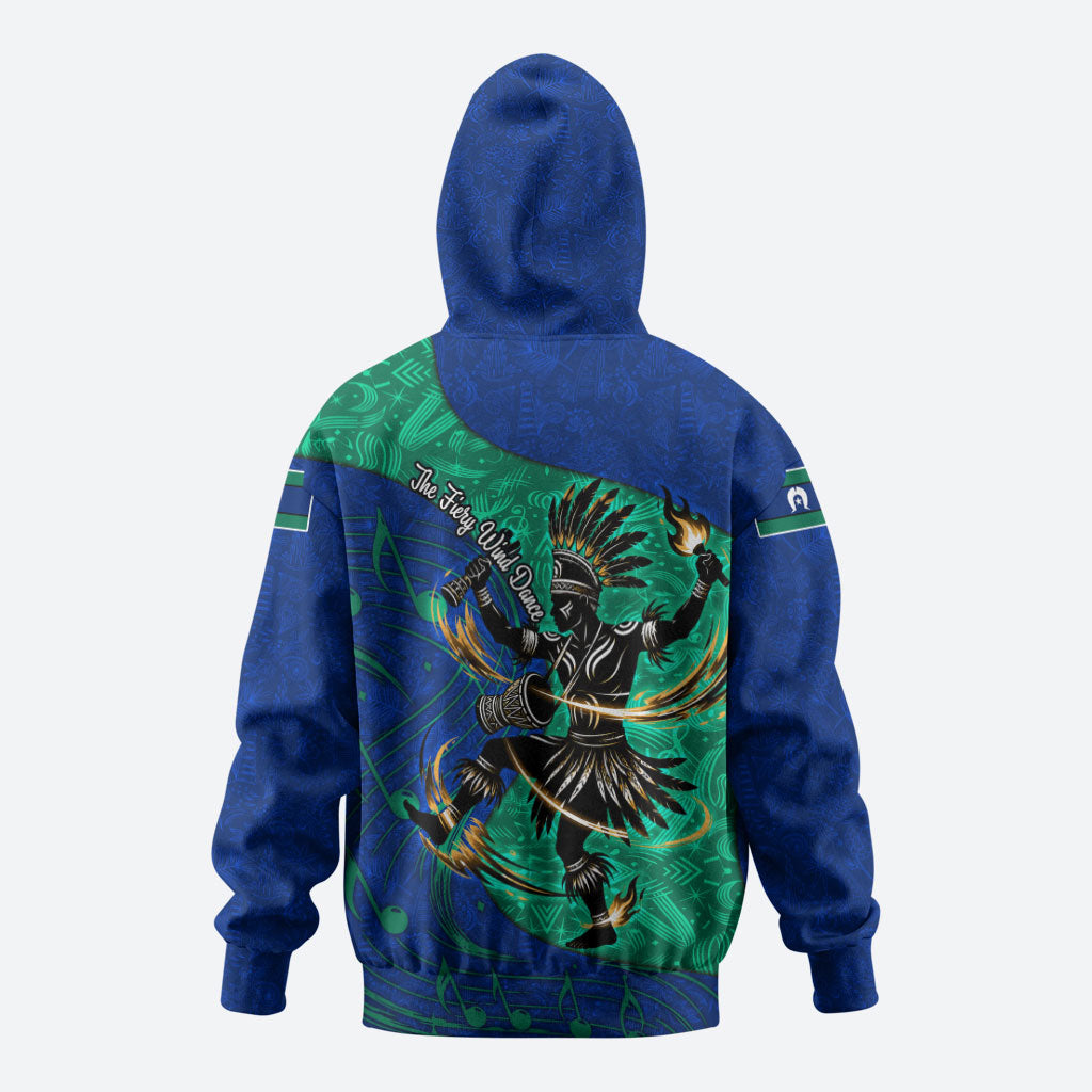 Torres Strait Islanders Fiery Wind Dance Drum Hoodie Indigenous Australian Tribal Warrior Musical Culture Art