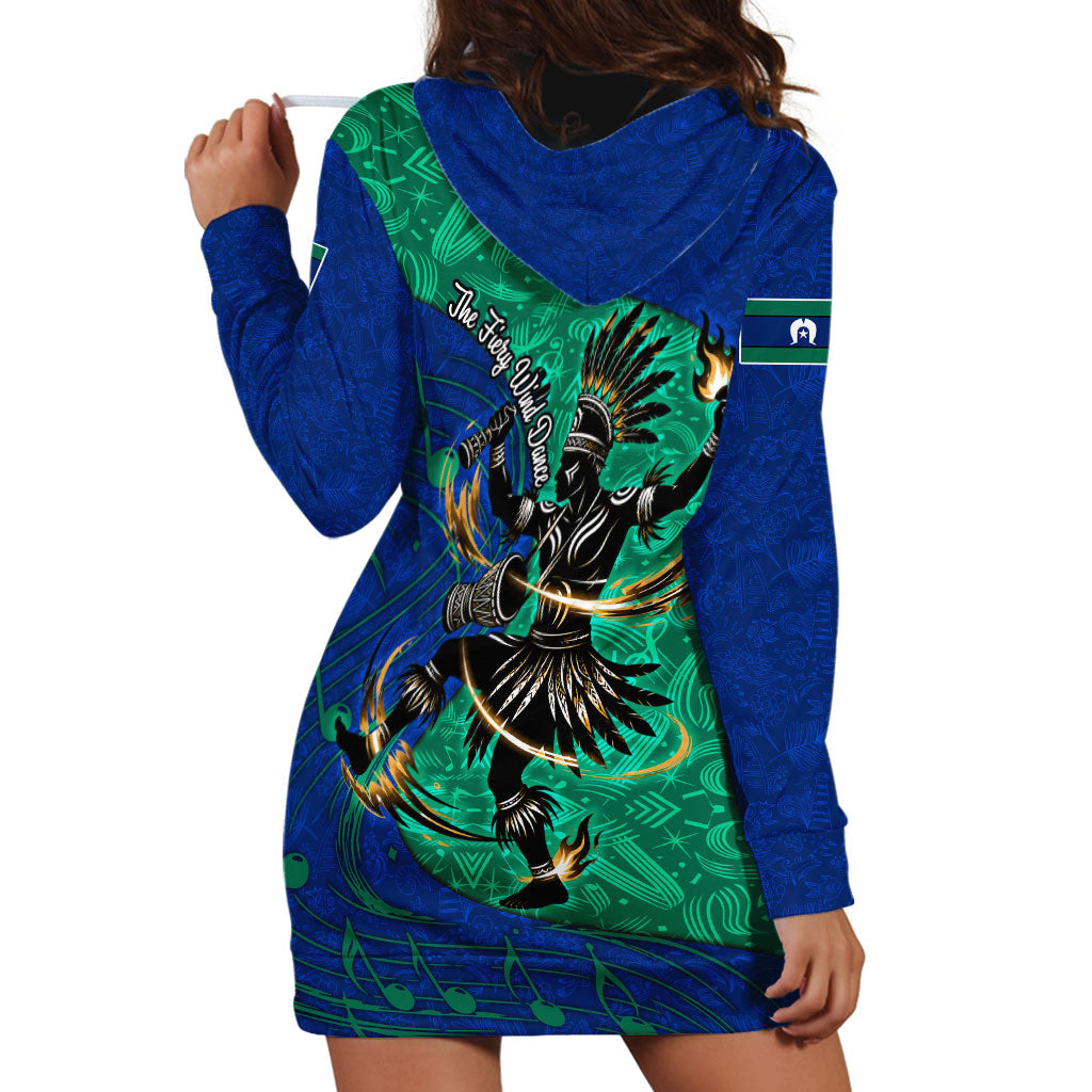 Torres Strait Islanders Fiery Wind Dance Drum Hoodie Dress Indigenous Australian Tribal Warrior Musical Culture Art