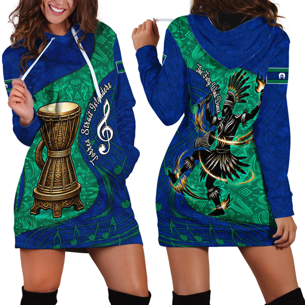Torres Strait Islanders Fiery Wind Dance Drum Hoodie Dress Indigenous Australian Tribal Warrior Musical Culture Art