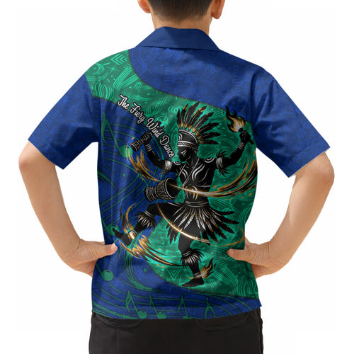 Torres Strait Islanders Fiery Wind Dance Drum Kid Hawaiian Shirt Indigenous Australian Tribal Warrior Musical Culture Art