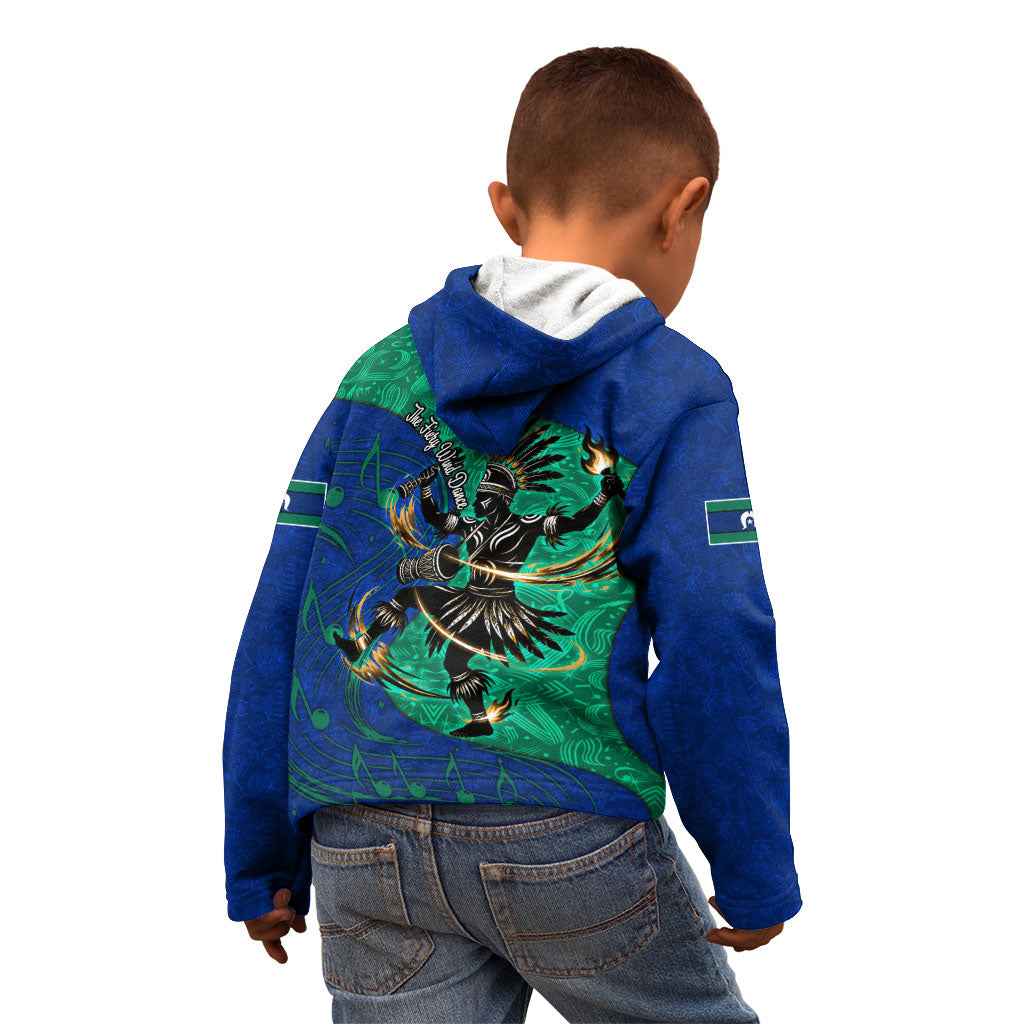Torres Strait Islanders Fiery Wind Dance Drum Kid Hoodie Indigenous Australian Tribal Warrior Musical Culture Art