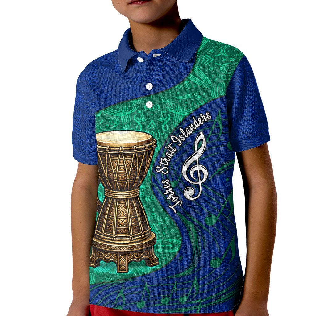 Torres Strait Islanders Fiery Wind Dance Drum Kid Polo Shirt Indigenous Australian Tribal Warrior Musical Culture Art