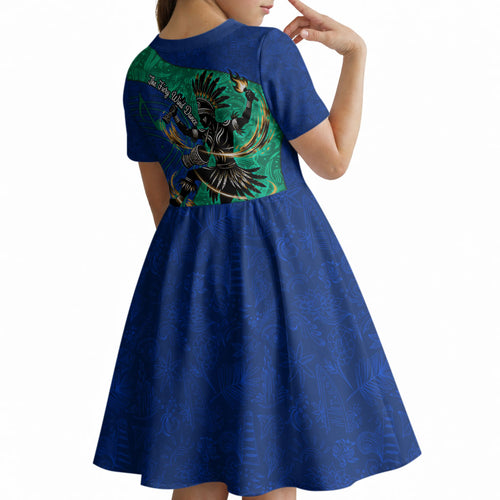 Torres Strait Islanders Fiery Wind Dance Drum Kid Short Sleeve Dress Indigenous Australian Tribal Warrior Musical Culture Art