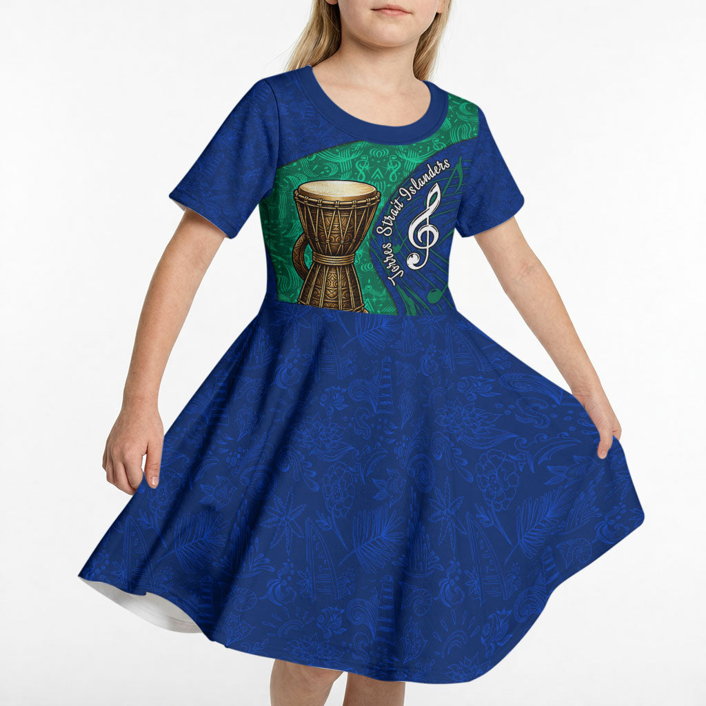 Torres Strait Islanders Fiery Wind Dance Drum Kid Short Sleeve Dress Indigenous Australian Tribal Warrior Musical Culture Art