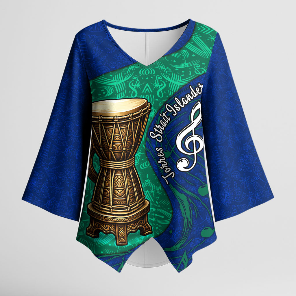 Torres Strait Islanders Fiery Wind Dance Drum Kimono Sleeve Blouse Indigenous Australian Tribal Warrior Musical Culture Art