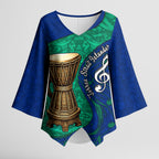 Torres Strait Islanders Fiery Wind Dance Drum Kimono Sleeve Blouse Indigenous Australian Tribal Warrior Musical Culture Art