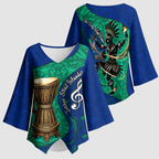 Torres Strait Islanders Fiery Wind Dance Drum Kimono Sleeve Blouse Indigenous Australian Tribal Warrior Musical Culture Art