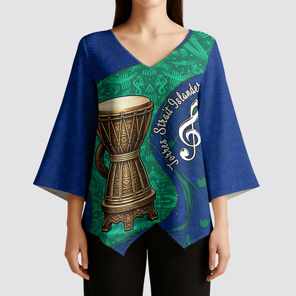 Torres Strait Islanders Fiery Wind Dance Drum Kimono Sleeve Blouse Indigenous Australian Tribal Warrior Musical Culture Art