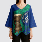 Torres Strait Islanders Fiery Wind Dance Drum Kimono Sleeve Blouse Indigenous Australian Tribal Warrior Musical Culture Art