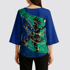 Torres Strait Islanders Fiery Wind Dance Drum Kimono Sleeve Blouse Indigenous Australian Tribal Warrior Musical Culture Art