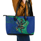 Torres Strait Islanders Fiery Wind Dance Drum Leather Tote Bag Indigenous Australian Tribal Warrior Musical Culture Art