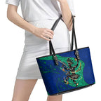 Torres Strait Islanders Fiery Wind Dance Drum Leather Tote Bag Indigenous Australian Tribal Warrior Musical Culture Art