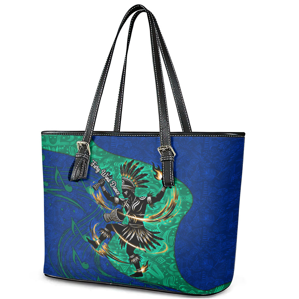 Torres Strait Islanders Fiery Wind Dance Drum Leather Tote Bag Indigenous Australian Tribal Warrior Musical Culture Art