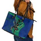Torres Strait Islanders Fiery Wind Dance Drum Leather Tote Bag Indigenous Australian Tribal Warrior Musical Culture Art
