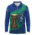 Torres Strait Islanders Fiery Wind Dance Drum Long Sleeve Polo Shirt Indigenous Australian Tribal Warrior Musical Culture Art