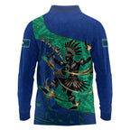 Torres Strait Islanders Fiery Wind Dance Drum Long Sleeve Polo Shirt Indigenous Australian Tribal Warrior Musical Culture Art