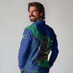 Torres Strait Islanders Fiery Wind Dance Drum Long Sleeve Polo Shirt Indigenous Australian Tribal Warrior Musical Culture Art