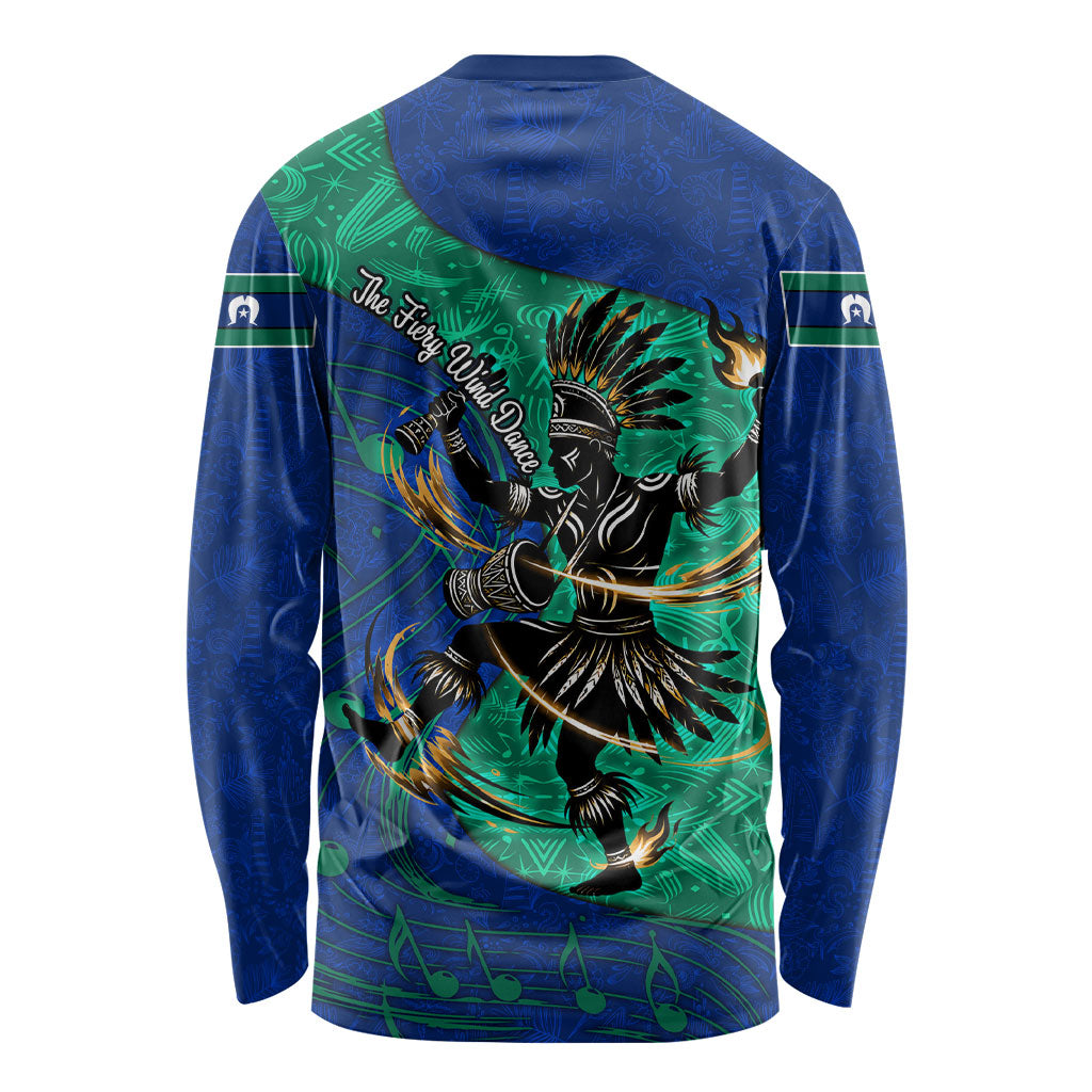 Torres Strait Islanders Fiery Wind Dance Drum Long Sleeve Shirt Indigenous Australian Tribal Warrior Musical Culture Art
