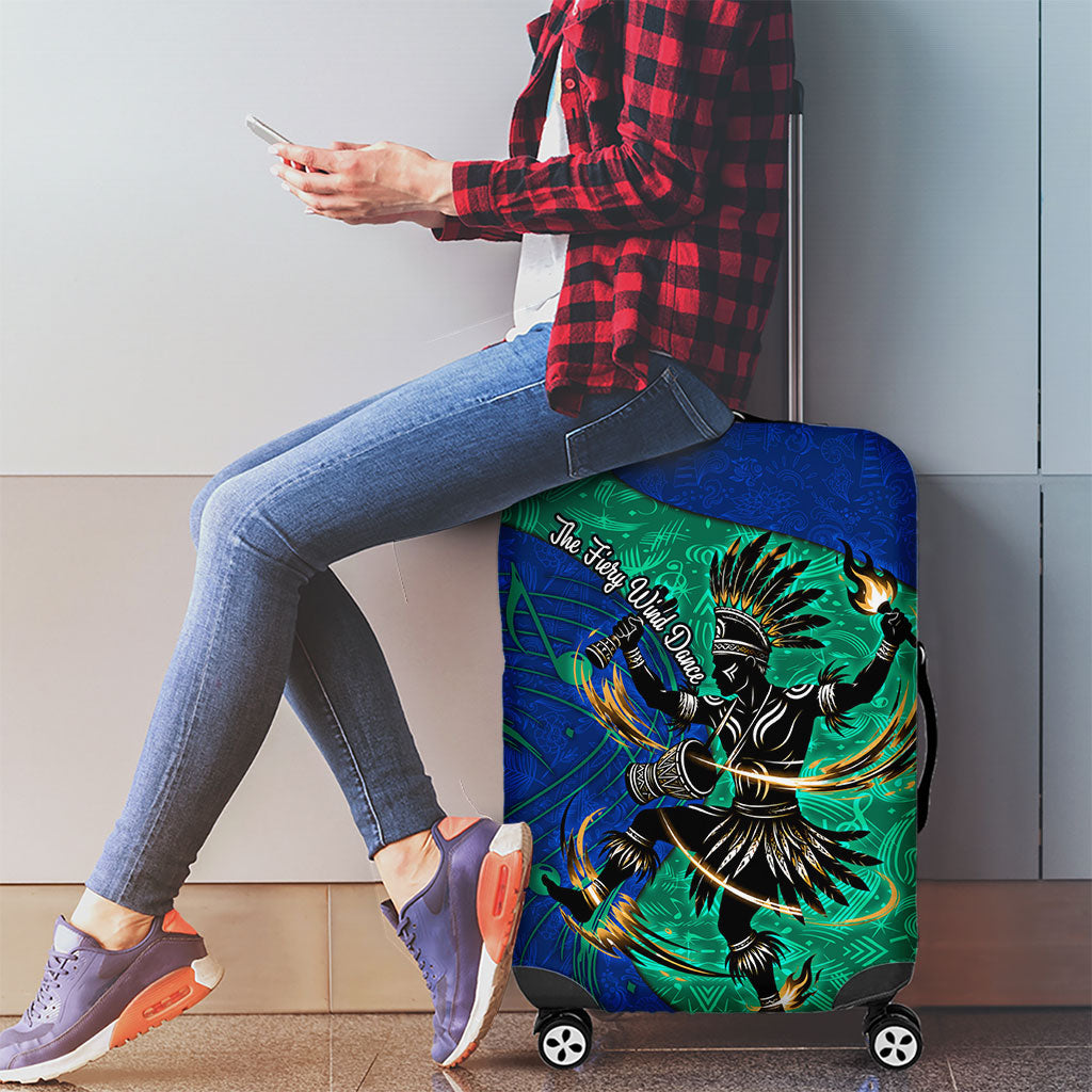 Torres Strait Islanders Fiery Wind Dance Drum Luggage Cover Indigenous Australian Tribal Warrior Musical Culture Art