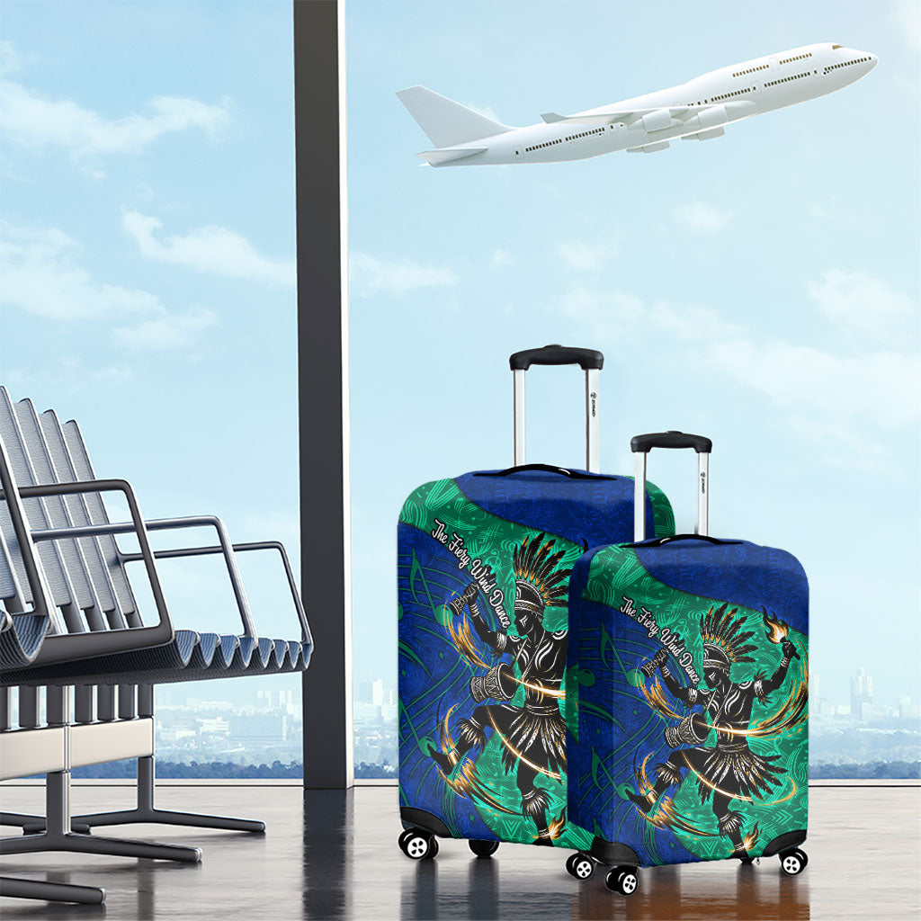 Torres Strait Islanders Fiery Wind Dance Drum Luggage Cover Indigenous Australian Tribal Warrior Musical Culture Art