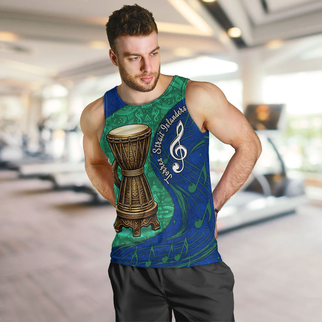 Torres Strait Islanders Fiery Wind Dance Drum Men Tank Top Indigenous Australian Tribal Warrior Musical Culture Art