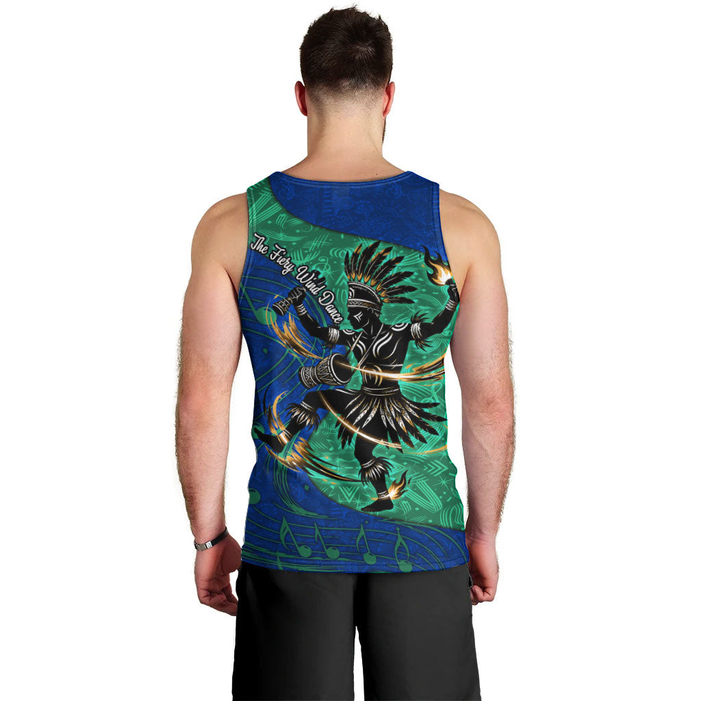 Torres Strait Islanders Fiery Wind Dance Drum Men Tank Top Indigenous Australian Tribal Warrior Musical Culture Art