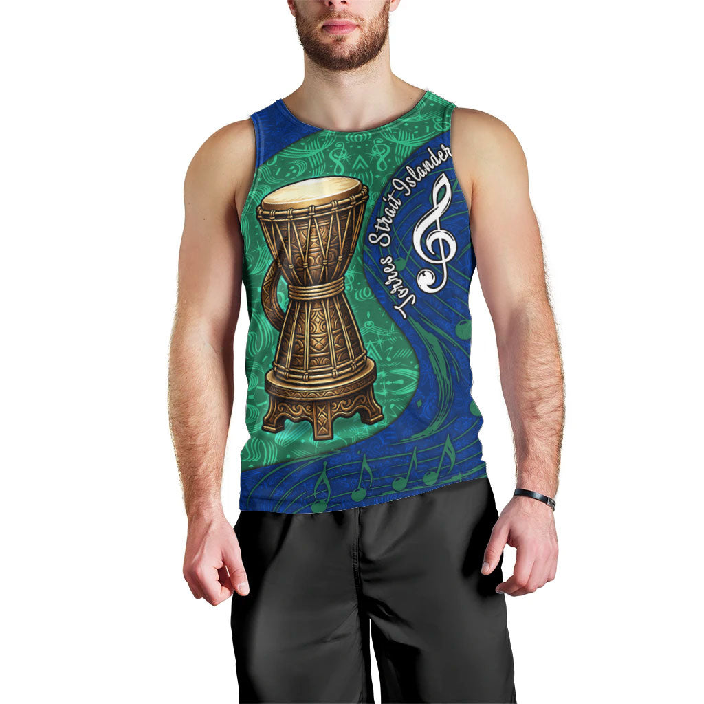Torres Strait Islanders Fiery Wind Dance Drum Men Tank Top Indigenous Australian Tribal Warrior Musical Culture Art