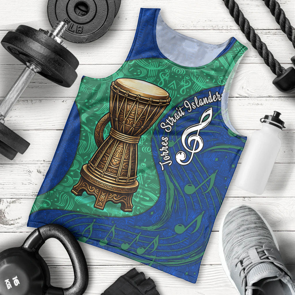 Torres Strait Islanders Fiery Wind Dance Drum Men Tank Top Indigenous Australian Tribal Warrior Musical Culture Art