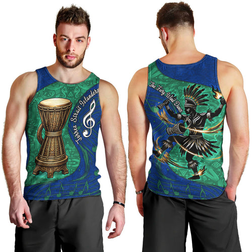 Torres Strait Islanders Fiery Wind Dance Drum Men Tank Top Indigenous Australian Tribal Warrior Musical Culture Art
