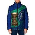 Torres Strait Islanders Fiery Wind Dance Drum Padded Jacket Indigenous Australian Tribal Warrior Musical Culture Art