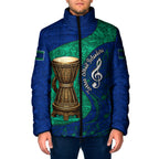 Torres Strait Islanders Fiery Wind Dance Drum Padded Jacket Indigenous Australian Tribal Warrior Musical Culture Art