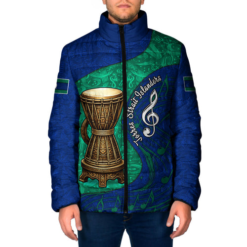 Torres Strait Islanders Fiery Wind Dance Drum Padded Jacket Indigenous Australian Tribal Warrior Musical Culture Art