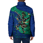 Torres Strait Islanders Fiery Wind Dance Drum Padded Jacket Indigenous Australian Tribal Warrior Musical Culture Art