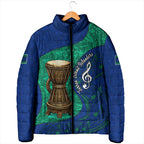 Torres Strait Islanders Fiery Wind Dance Drum Padded Jacket Indigenous Australian Tribal Warrior Musical Culture Art