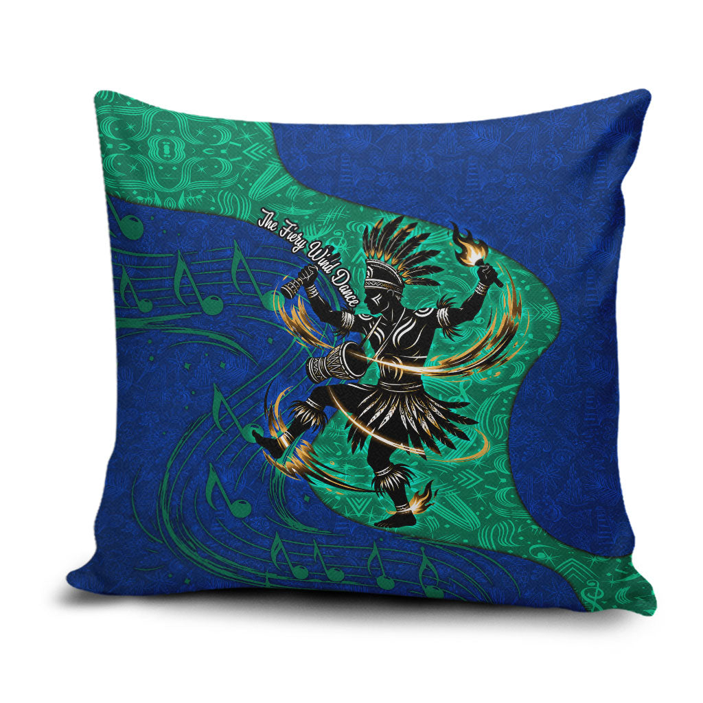 Torres Strait Islanders Fiery Wind Dance Drum Pillow Cover Indigenous Australian Tribal Warrior Musical Culture Art