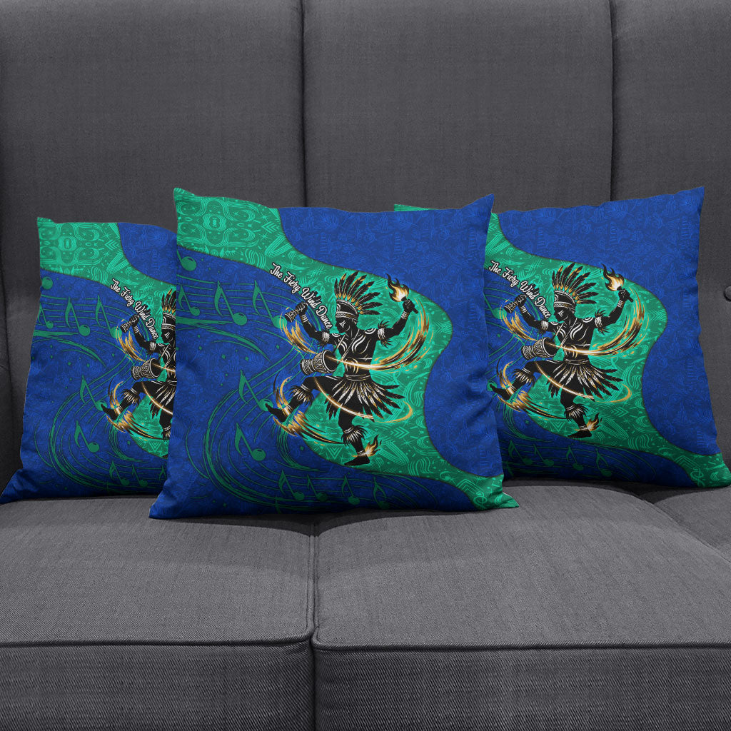 Torres Strait Islanders Fiery Wind Dance Drum Pillow Cover Indigenous Australian Tribal Warrior Musical Culture Art