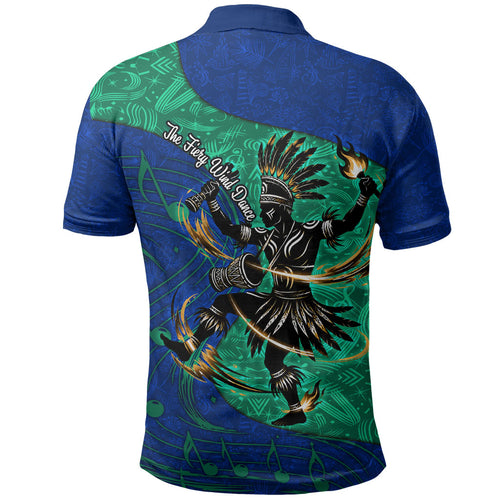 Torres Strait Islanders Fiery Wind Dance Drum Polo Shirt Indigenous Australian Tribal Warrior Musical Culture Art