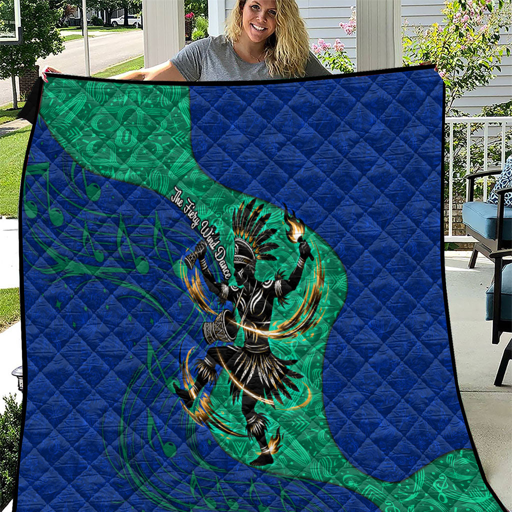 Torres Strait Islanders Fiery Wind Dance Drum Quilt Indigenous Australian Tribal Warrior Musical Culture Art